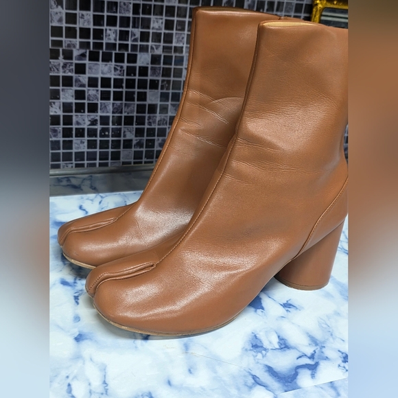 Boots Split Toe High Heel Women Boots Leather Women Shoes - Picture 10 of 11